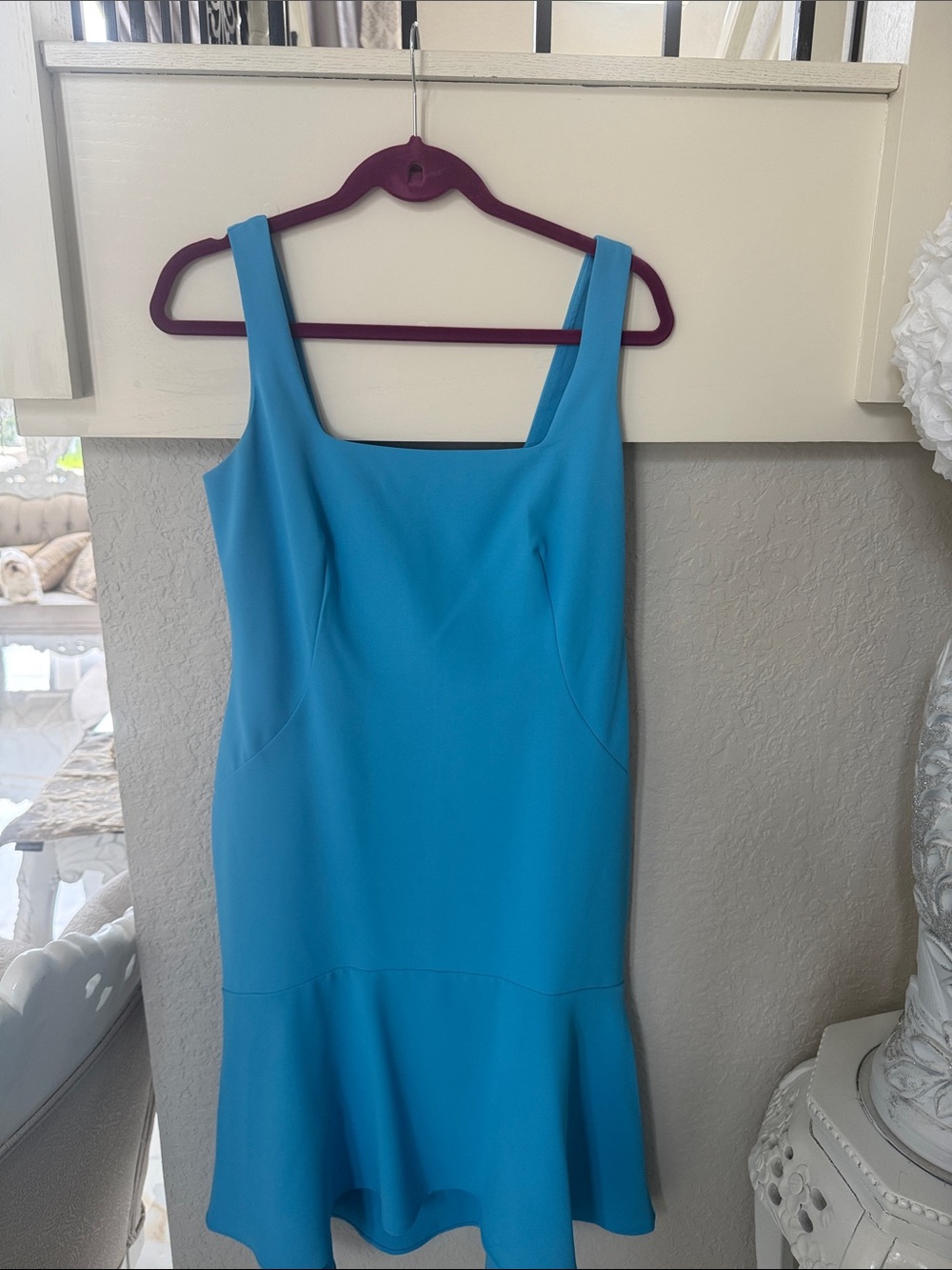 Ann Taylor Turquoise Square-Neck Sleeveless Sheath Dress